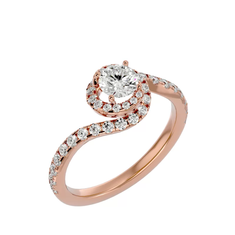 Inel de Logodna Splendid Halo Custom Rose Aur 18k Real Diamonds - Farrah