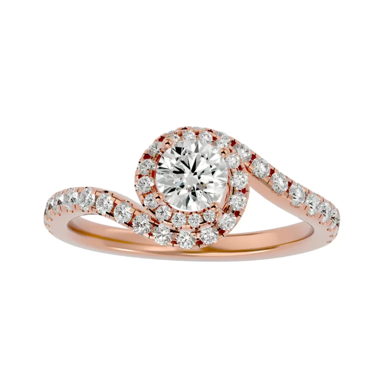 Inel de Logodna Splendid Halo Custom Rose Aur 18k Real Diamonds - Farrah