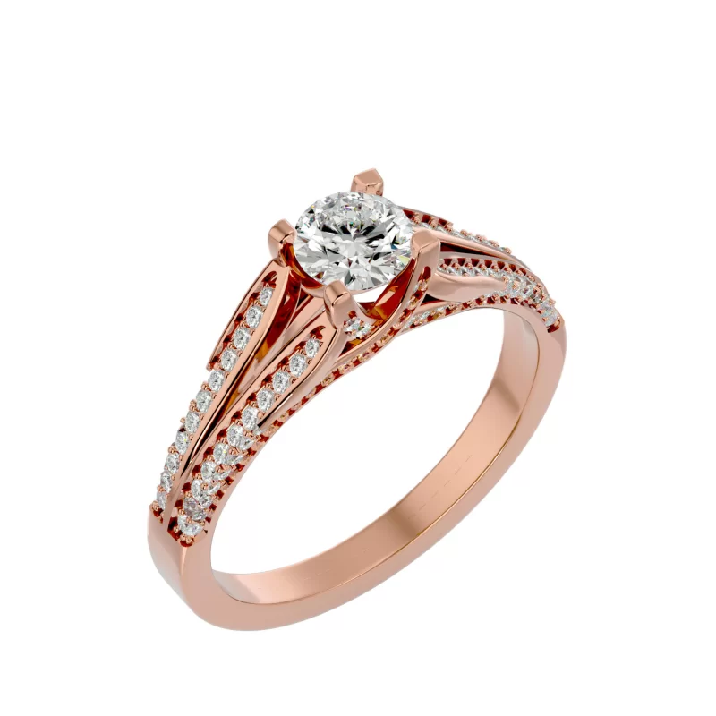 Inel de Logodna Shimmering Split Shank Aur Roz 18k Real Diamonds - Margaret