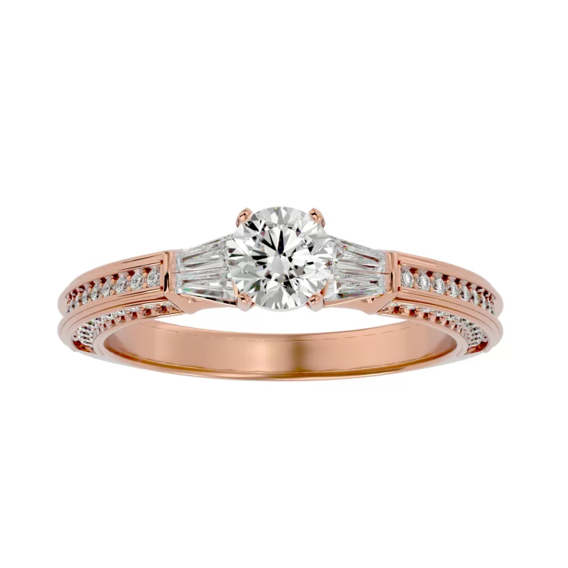 Inel de logodna Radiant Fancy Pave Aur 18k Roz Diamante Naturale - Angélique
