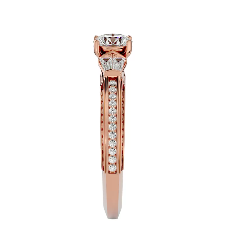 Inel de logodna Radiant Fancy Pave Aur 18k Roz Diamante Naturale - Angélique
