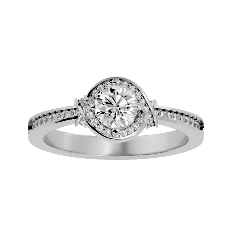 Inel de logodna Fancy Striking Halo Aur Alb 18k Diamante Naturale  - Cozette