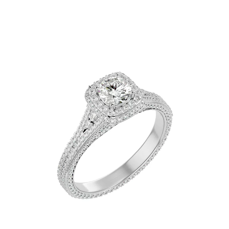 Inel de logodna Opulent Fancy Halo White Aur 18k Genuine Diamonds - Ingrid