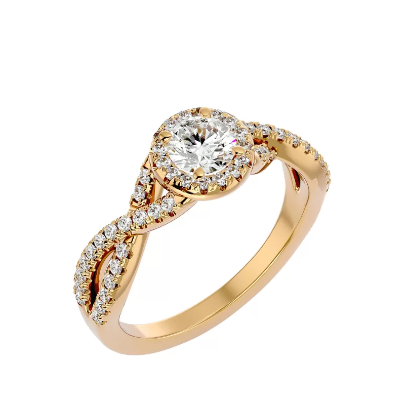 Inel de logodna Dazzling Vintage Halo Gold Aur 18k Pure Diamonds - Adele