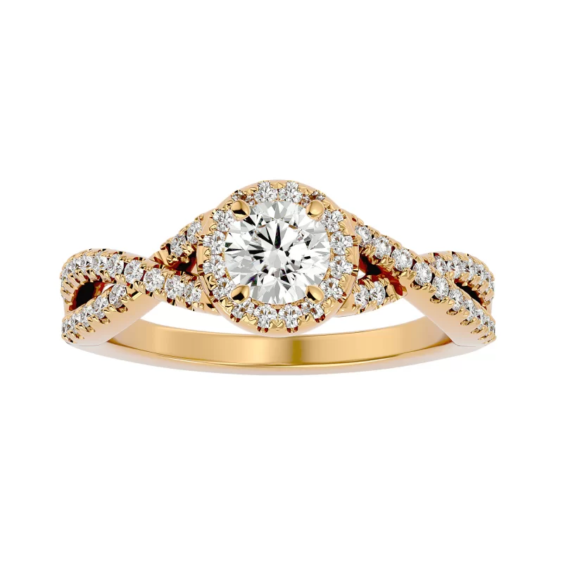 Inel de logodna Dazzling Vintage Halo Gold Aur 18k Pure Diamonds - Adele