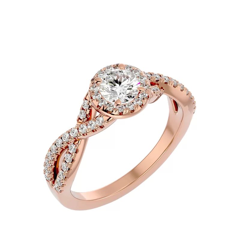 Inel de logodna Mesmerizing Vintage Halo Rose Aur 18k Real Diamonds - Adele