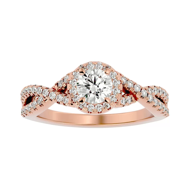 Inel de logodna Mesmerizing Vintage Halo Rose Aur 18k Real Diamonds - Adele