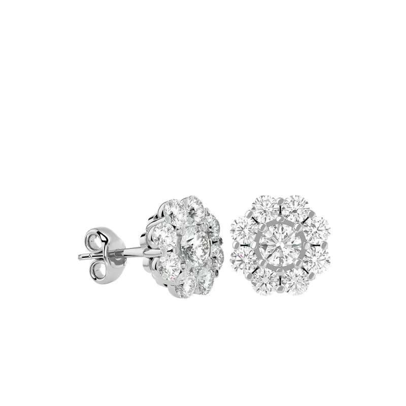 Cercei Aur Delicate Halo Aur 18k Real Diamonds - Selinna