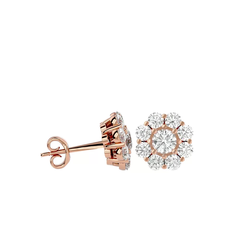 Cercei Aur Delicate Halo Aur 18k Real Diamonds - Selinna