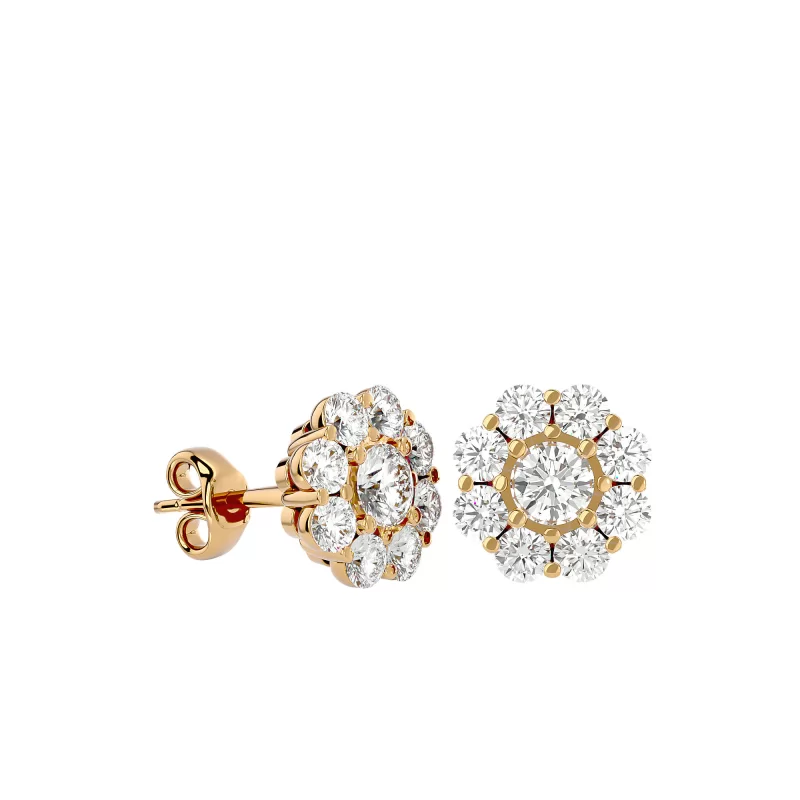 Cercei Aur Delicate Halo Aur 18k Real Diamonds - Selinna