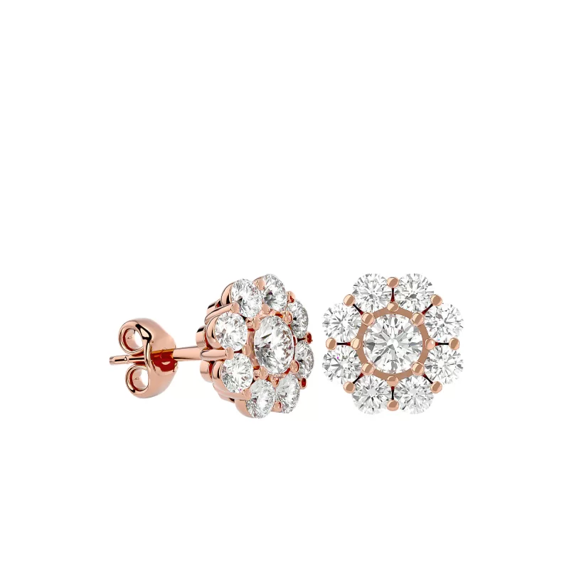 Cercei Aur Delicate Halo Aur 18k Real Diamonds - Selinna