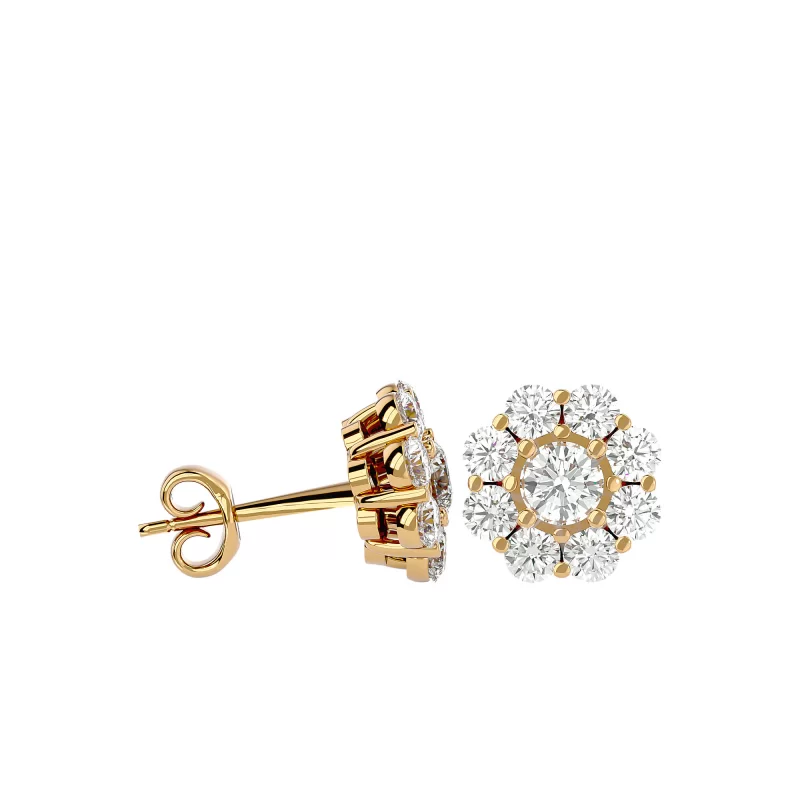 Cercei Aur Delicate Halo Aur 18k Real Diamonds - Selinna
