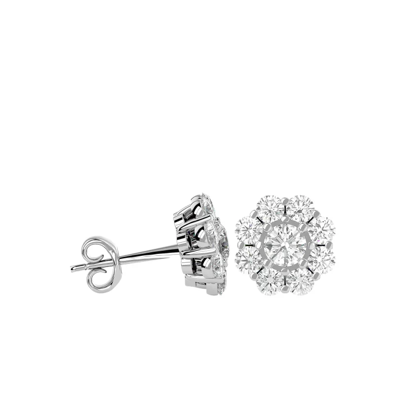 Cercei Aur Delicate Halo Aur 18k Real Diamonds - Selinna