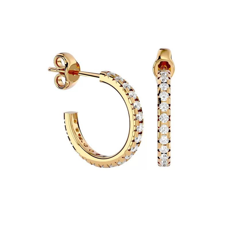 Cercei Aur Shimmering Hoop Aur 18k Real Diamonds - Lavinia