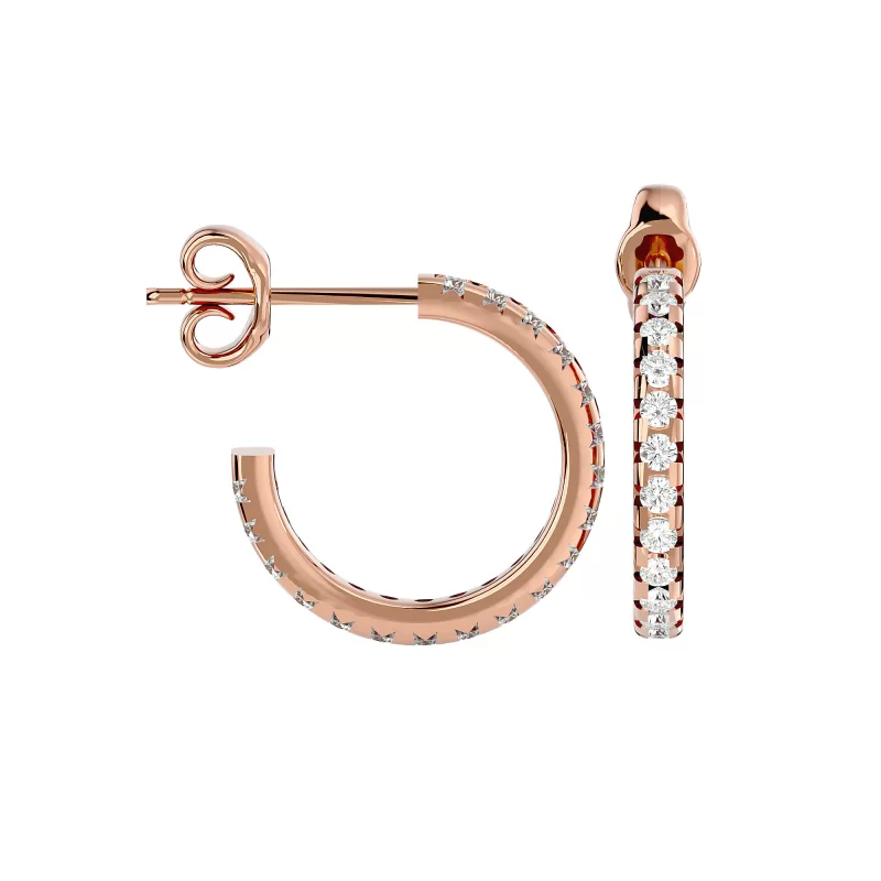 Cercei Aur Shimmering Hoop Aur 18k Real Diamonds - Lavinia