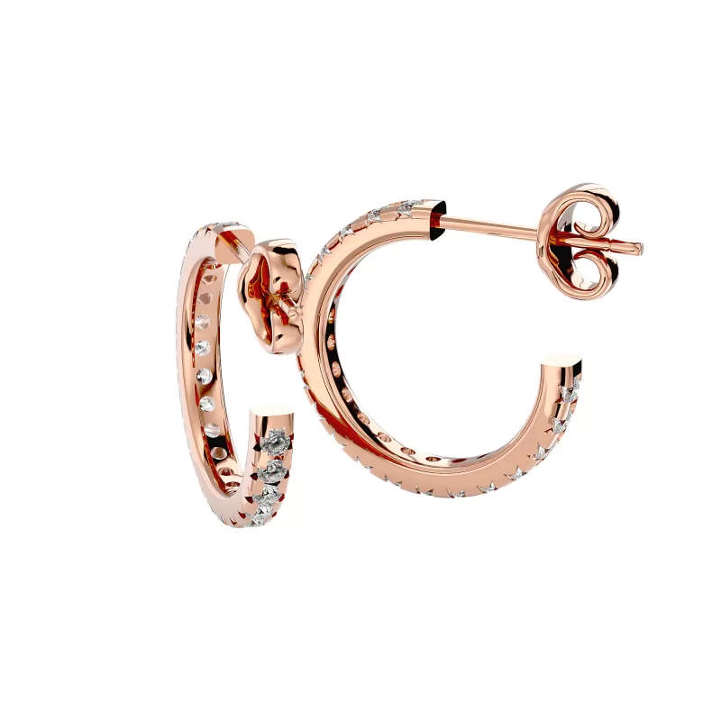 Cercei Aur Shimmering Hoop Aur 18k Real Diamonds - Lavinia