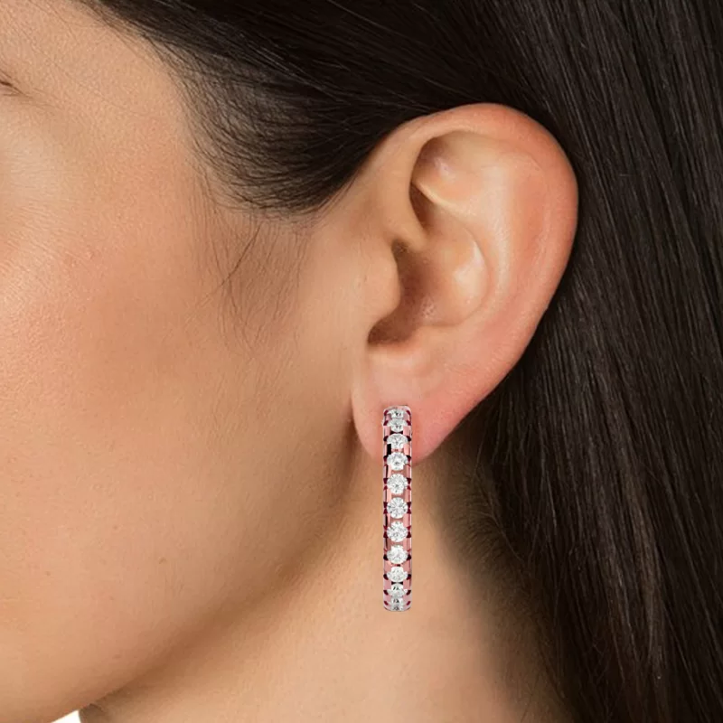 Cercei Aur Shimmering Hoop Aur 18k Real Diamonds - Lavinia