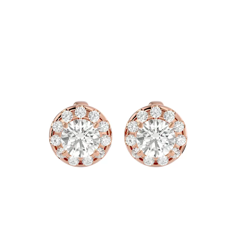 Cercei Aur Exquisite Halo Stud Aur 18k Real Diamonds - Melinda