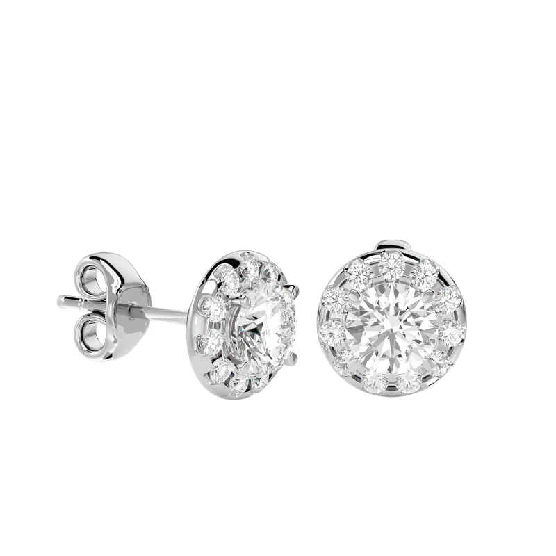 Cercei Aur Exquisite Halo Stud Aur 18k Real Diamonds - Melinda