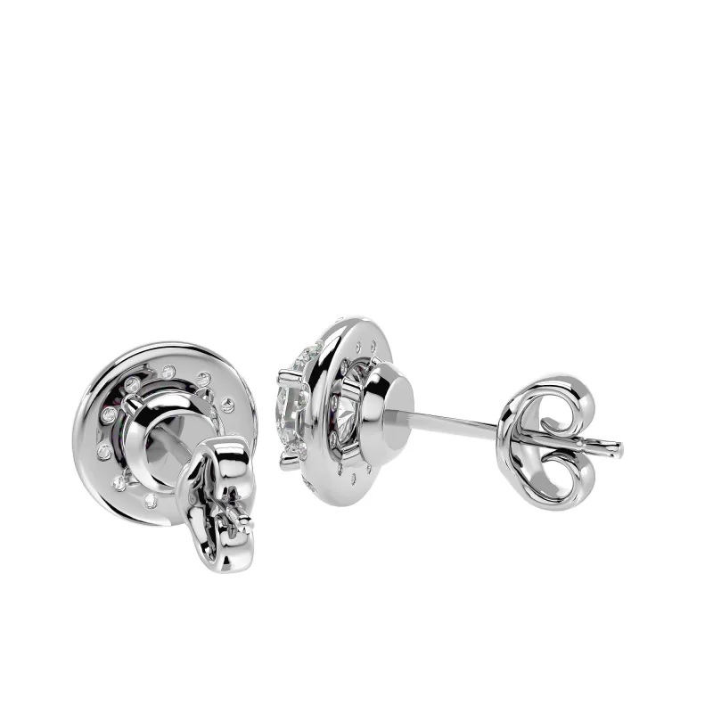 Cercei Aur Exquisite Halo Stud Aur 18k Real Diamonds - Melinda