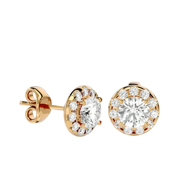 Cercei Aur Exquisite Halo Stud Aur 18k Real Diamonds - Melinda