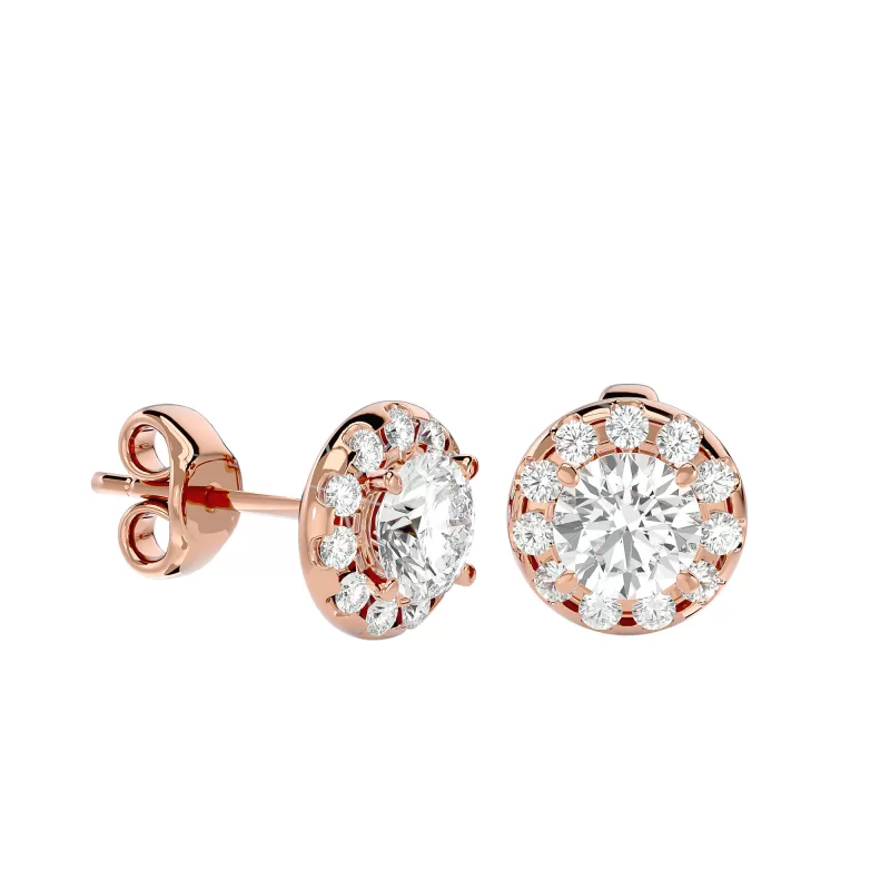 Cercei Aur Exquisite Halo Stud Aur 18k Real Diamonds - Melinda
