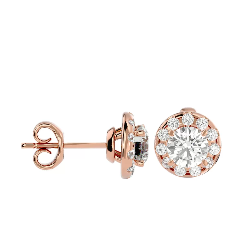 Cercei Aur Exquisite Halo Stud Aur 18k Real Diamonds - Melinda