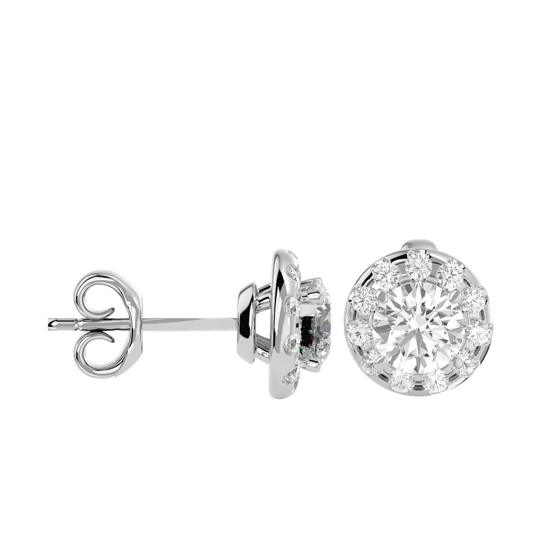 Cercei Aur Exquisite Halo Stud Aur 18k Real Diamonds - Melinda