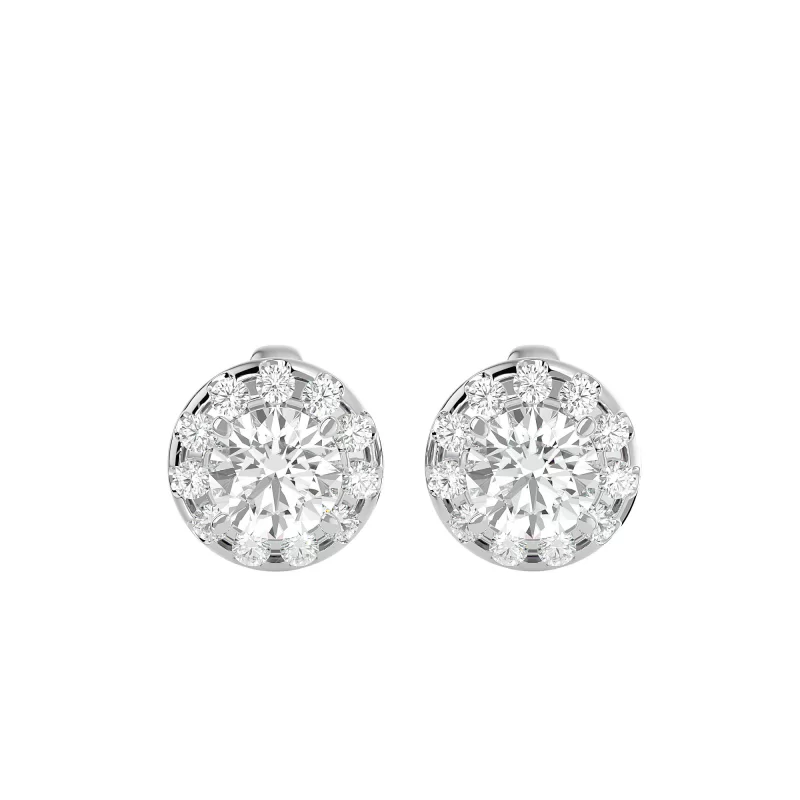 Cercei Aur Exquisite Halo Stud Aur 18k Real Diamonds - Melinda