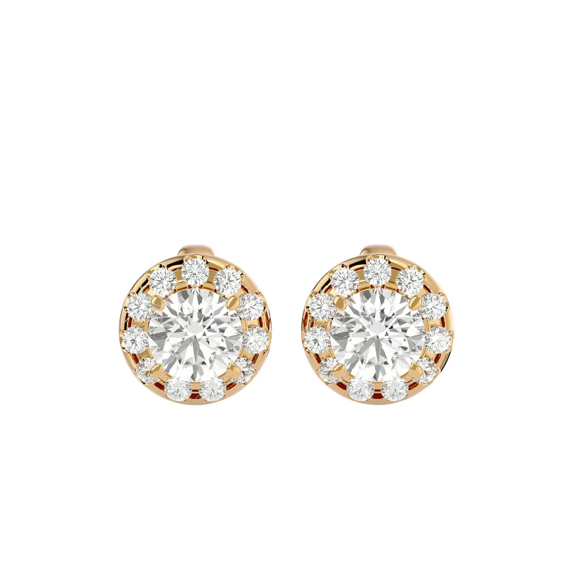 Cercei Aur Exquisite Halo Stud Aur 18k Real Diamonds - Melinda