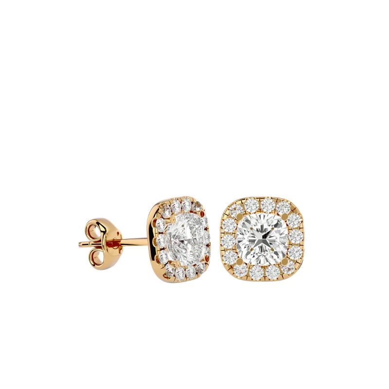 Cercei Aur Brilliant Halo Stud Aur 18k Genuine Diamonds - Madalina