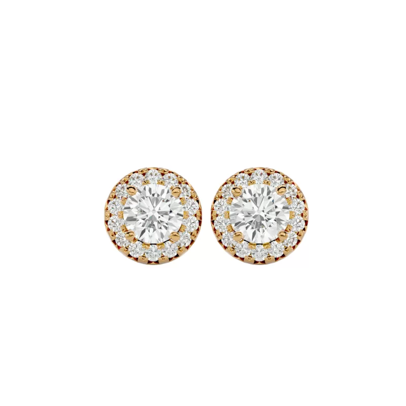 Cercei Aur Beautiful Halo Stud Aur 18k Diamante Naturale - Patricia