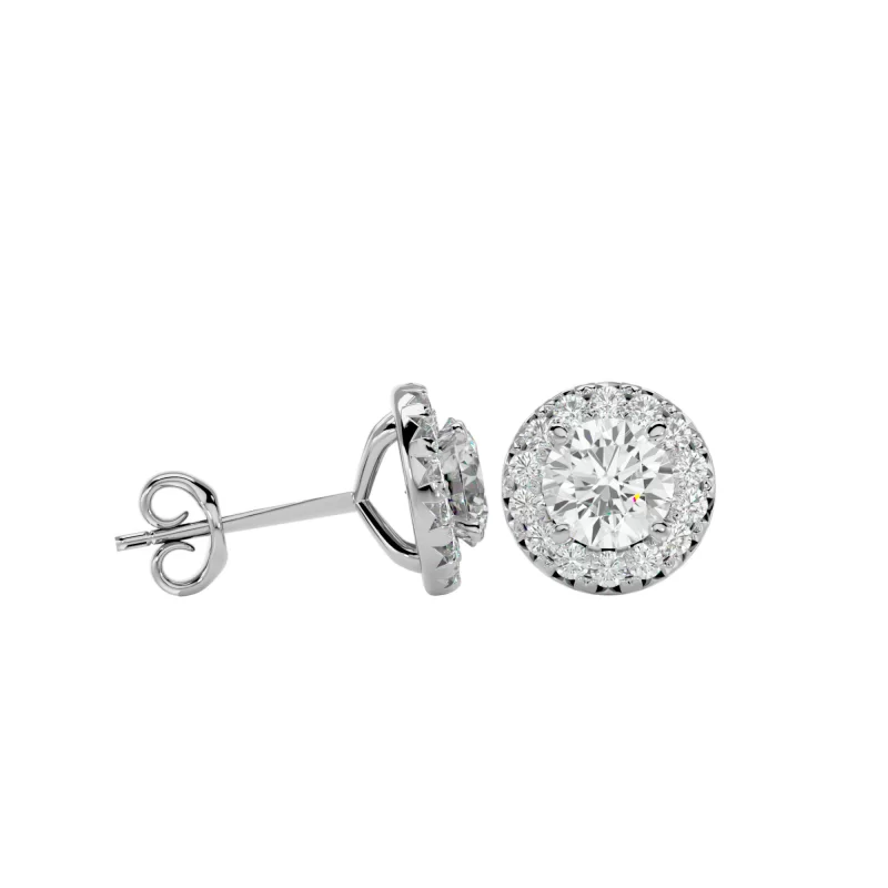 Cercei Aur Beautiful Halo Stud Aur 18k Diamante Naturale - Patricia