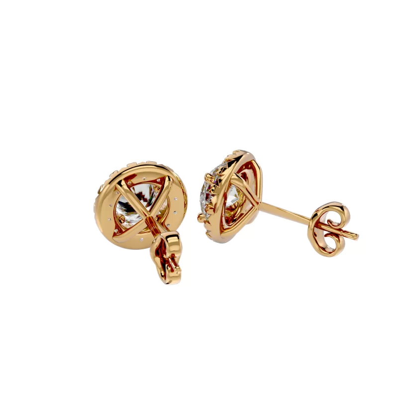 Cercei Aur Beautiful Halo Stud Aur 18k Diamante Naturale - Patricia