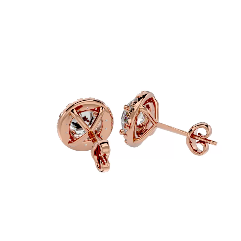 Cercei Aur Beautiful Halo Stud Aur 18k Diamante Naturale - Patricia
