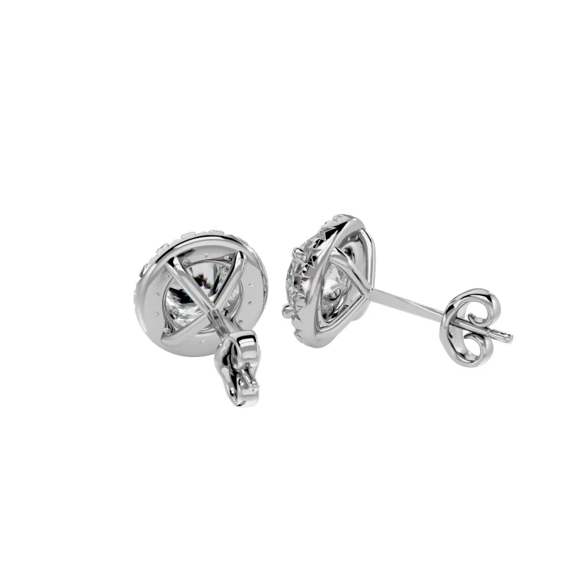 Cercei Aur Beautiful Halo Stud Aur 18k Diamante Naturale - Patricia