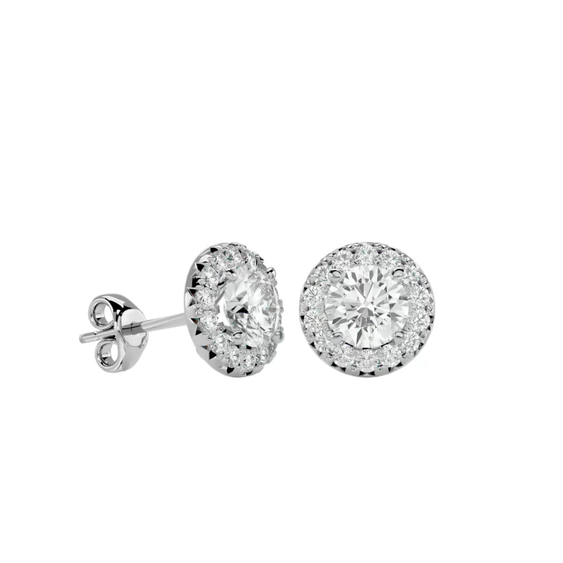 Cercei Aur Beautiful Halo Stud Aur 18k Diamante Naturale - Patricia