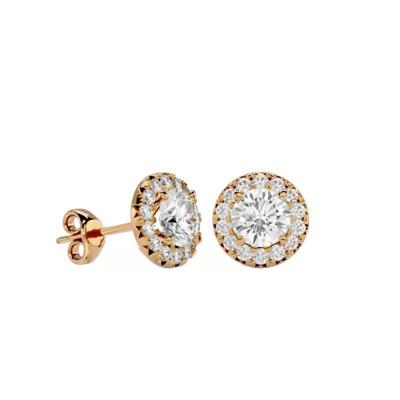 Cercei Aur Beautiful Halo Stud Aur 18k Diamante Naturale - Patricia
