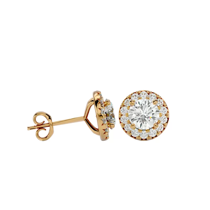 Cercei Aur Beautiful Halo Stud Aur 18k Diamante Naturale - Patricia