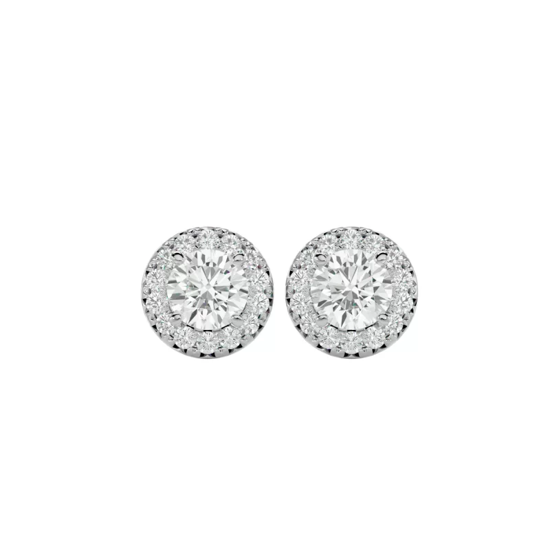 Cercei Aur Beautiful Halo Stud Aur 18k Diamante Naturale - Patricia