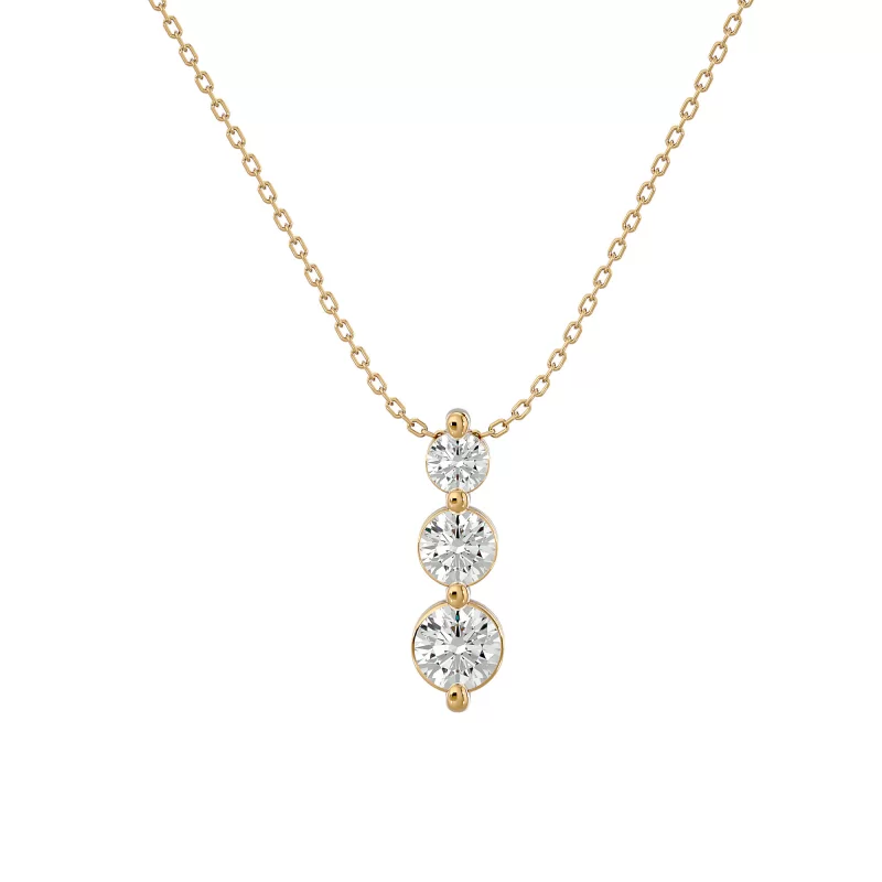 Pandantiv Aur 18k Deluxe Three-stone drop Real Diamonds - Angelina