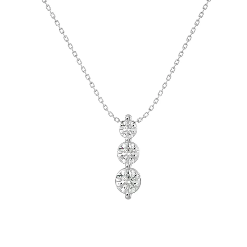 Pandantiv Aur 18k Deluxe Three-stone drop Real Diamonds - Angelina