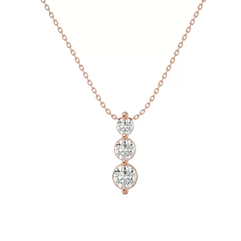 Pandantiv Aur 18k Deluxe Three-stone drop Real Diamonds - Angelina