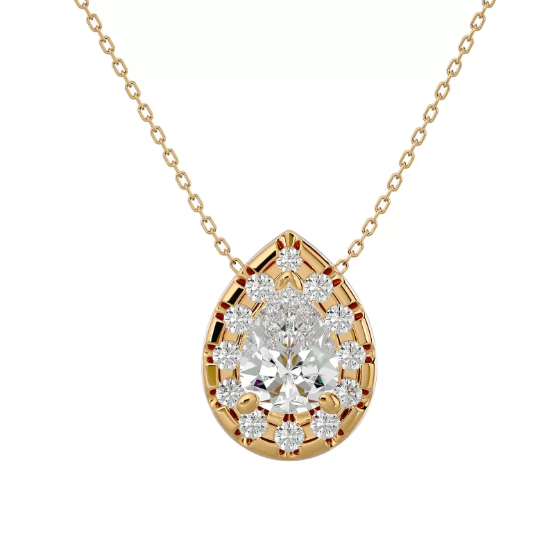 Pandantiv Aur 18k Graceful Halo Diamante Naturale - Wendy
