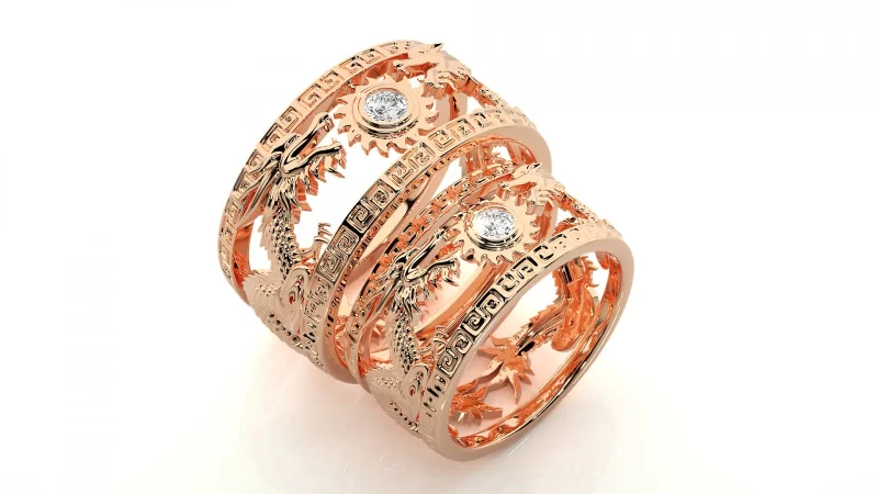 Verighete Couple Artistic Carved Aur 18k Pure Diamonds - Beijing