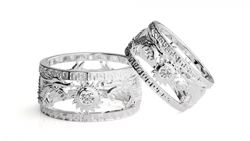 Verighete Couple Artistic Carved Aur 18k Pure Diamonds - Beijing