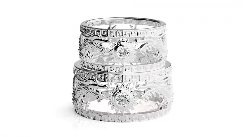 Verighete Couple Artistic Carved Aur 18k Pure Diamonds - Beijing
