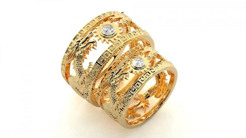 Verighete Couple Artistic Carved Aur 18k Pure Diamonds - Beijing