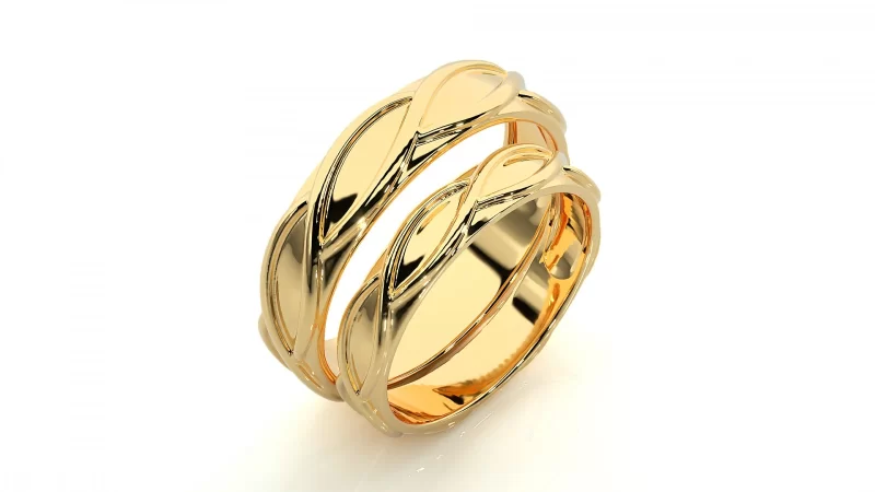 Verighete Couple Subtle Sculpt Aur 18k - Singapore
