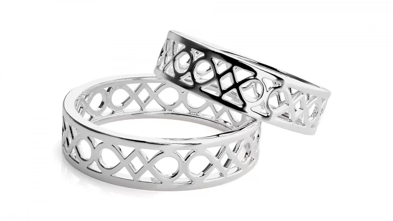 Verighete Cuplu Stylish Ornated Carved Aur 18k - Damasc